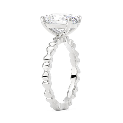 Oval Moissanite Solitaire Ring with Bow-Tie Band - NavianJewelry™