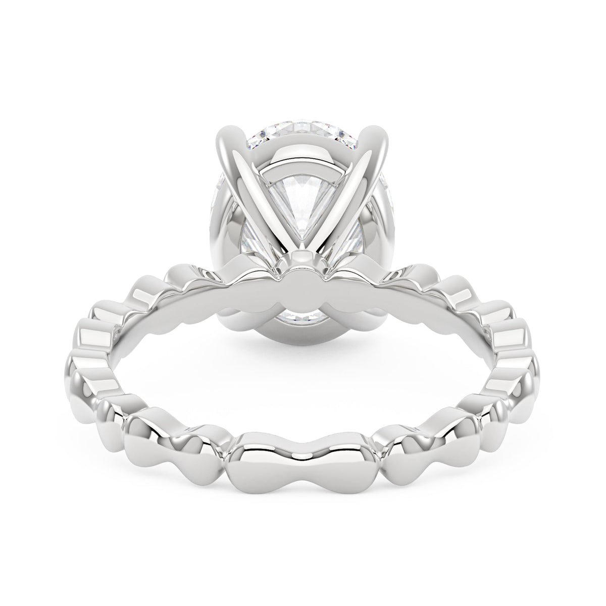 Oval Moissanite Solitaire Ring with Bow-Tie Band - NavianJewelry™