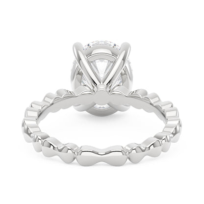 Oval Moissanite Solitaire Ring with Bow-Tie Band - NavianJewelry™