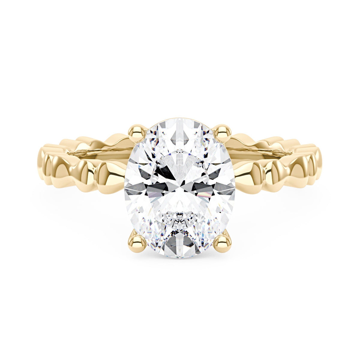 Oval Moissanite Solitaire Ring with Bow-Tie Band - NavianJewelry™