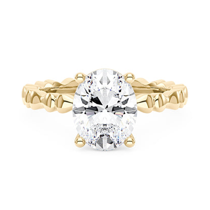 Oval Moissanite Solitaire Ring with Bow-Tie Band - NavianJewelry™