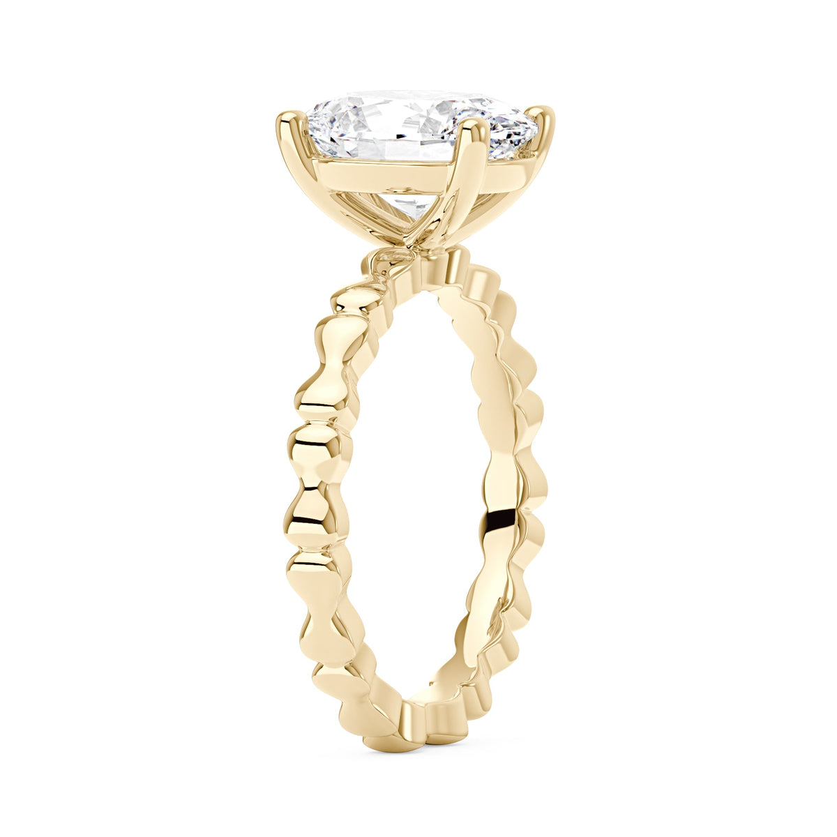 Oval Moissanite Solitaire Ring with Bow-Tie Band - NavianJewelry™