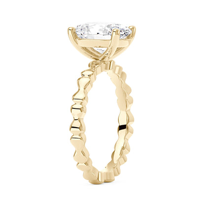 Oval Moissanite Solitaire Ring with Bow-Tie Band - NavianJewelry™