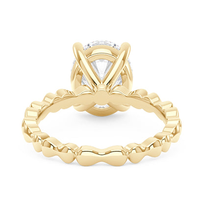 Oval Moissanite Solitaire Ring with Bow-Tie Band - NavianJewelry™