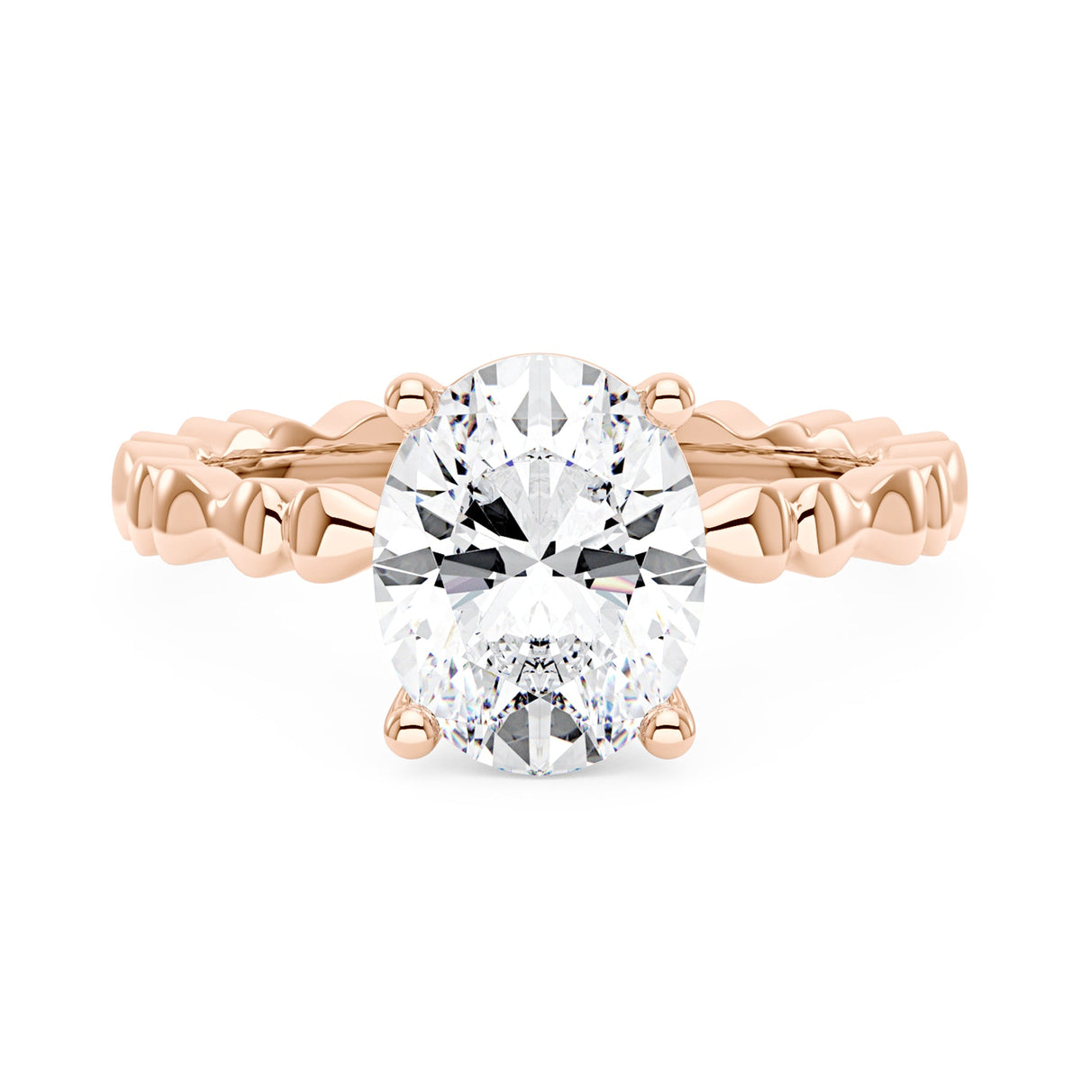 Oval Moissanite Solitaire Ring with Bow-Tie Band - NavianJewelry™