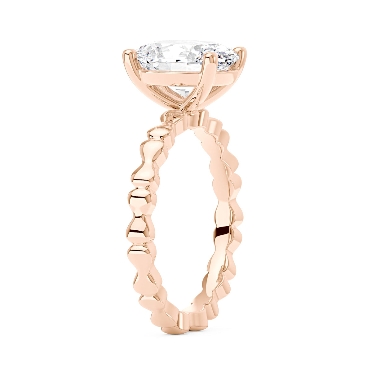 Oval Moissanite Solitaire Ring with Bow-Tie Band - NavianJewelry™