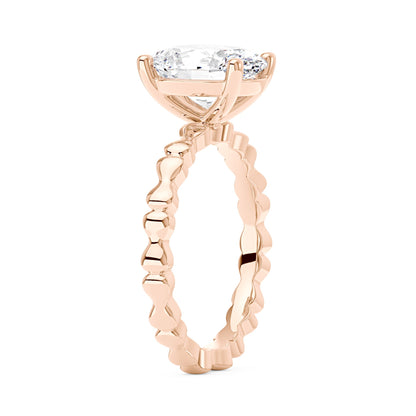 Oval Moissanite Solitaire Ring with Bow-Tie Band - NavianJewelry™