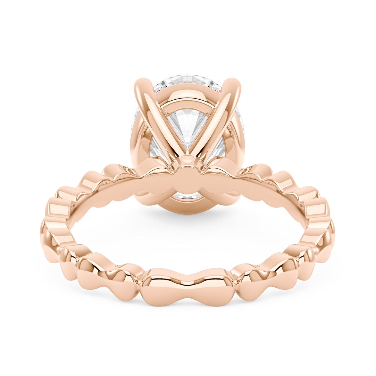 Oval Moissanite Solitaire Ring with Bow-Tie Band - NavianJewelry™