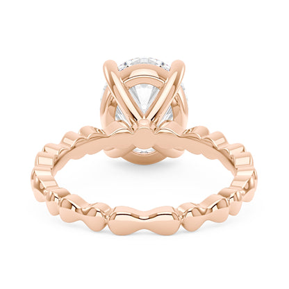 Oval Moissanite Solitaire Ring with Bow-Tie Band - NavianJewelry™