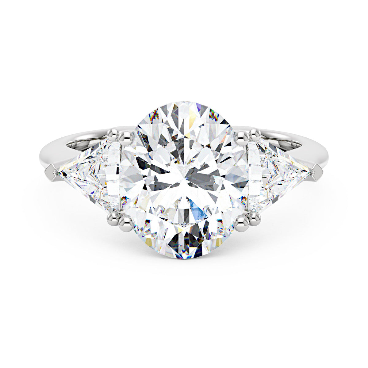 Modern Romance Oval Triangle Moissanite Trilogy Ring (Celebrity Inspired) - NavianJewelry™