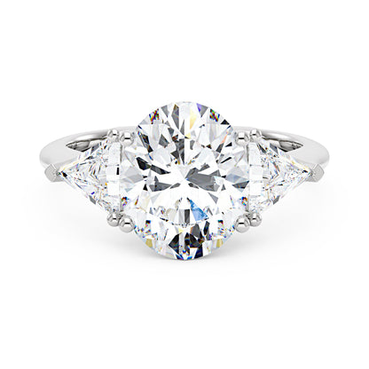 Modern Romance Oval Triangle Moissanite Trilogy Ring (Celebrity Inspired) - NavianJewelry™