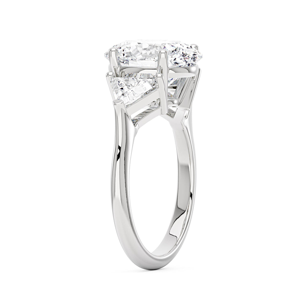 Modern Romance Oval Triangle Moissanite Trilogy Ring (Celebrity Inspired) - NavianJewelry™