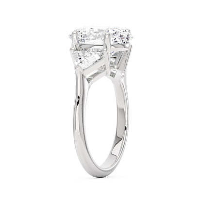 Modern Romance Oval Triangle Moissanite Trilogy Ring (Celebrity Inspired) - NavianJewelry™