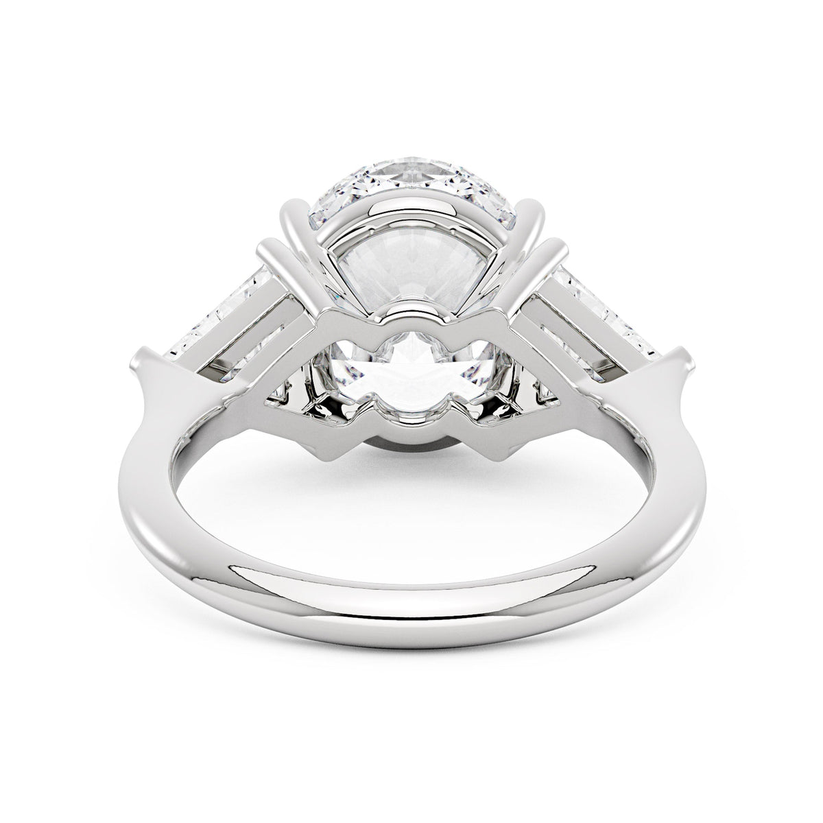 Modern Romance Oval Triangle Moissanite Trilogy Ring (Celebrity Inspired) - NavianJewelry™