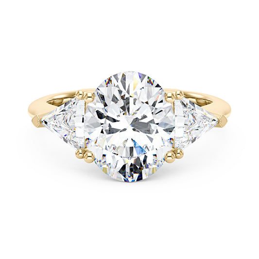 Modern Romance Oval Triangle Moissanite Trilogy Ring (Celebrity Inspired) - NavianJewelry™