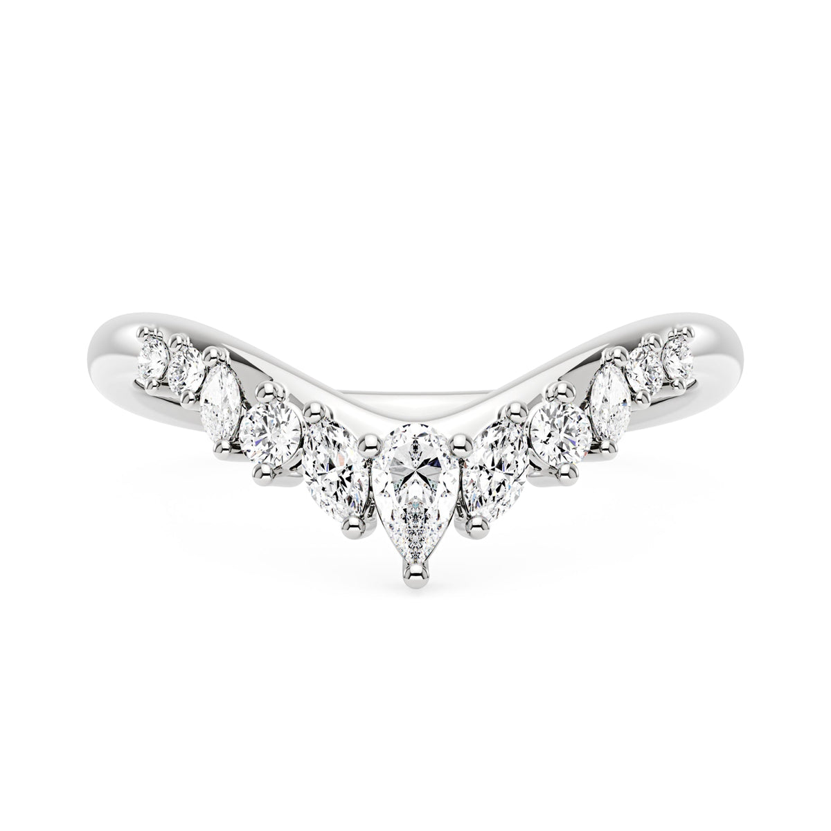 Arched Pear Marquise Moissanite Wedding Band - NavianJewelry™