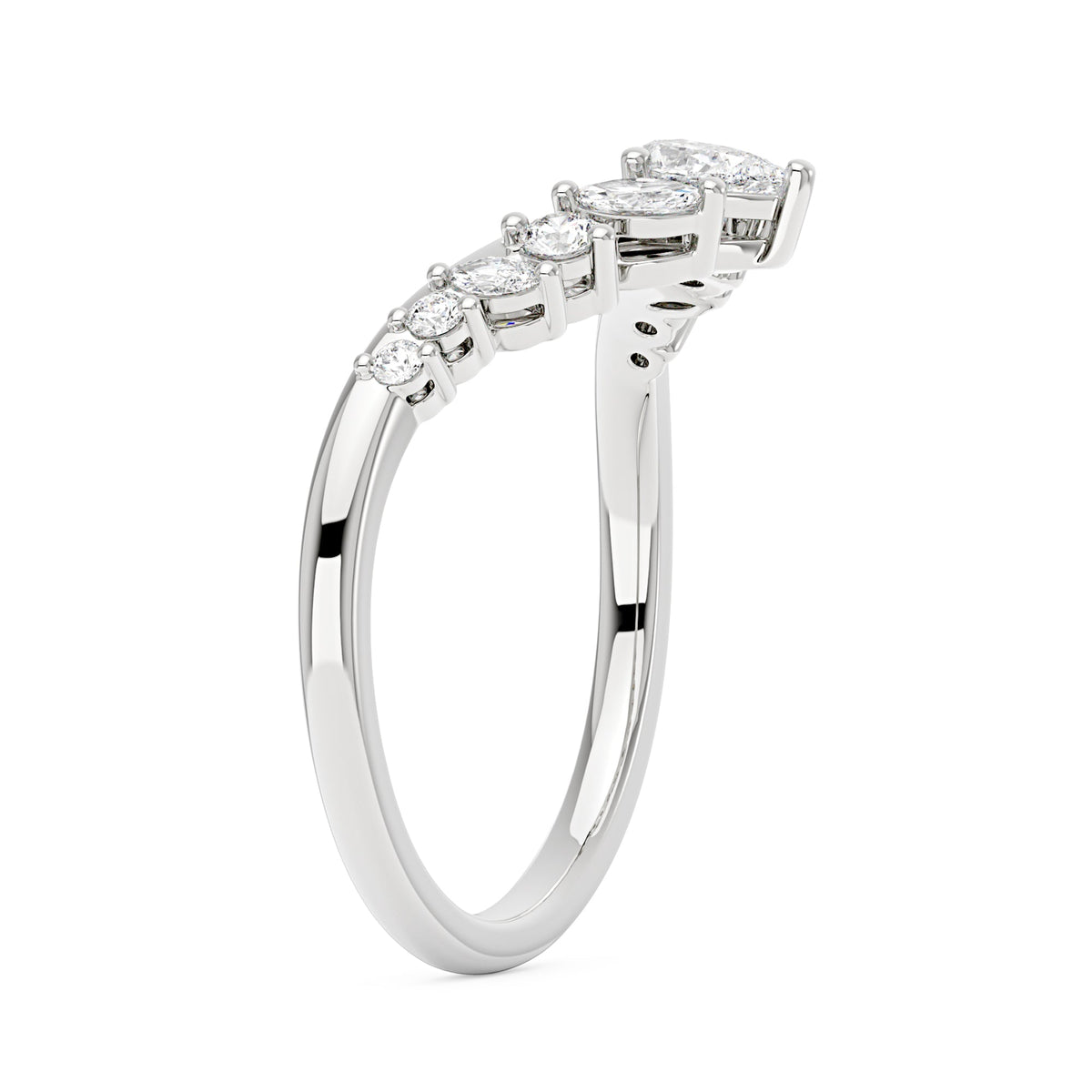Arched Pear Marquise Moissanite Wedding Band - NavianJewelry™