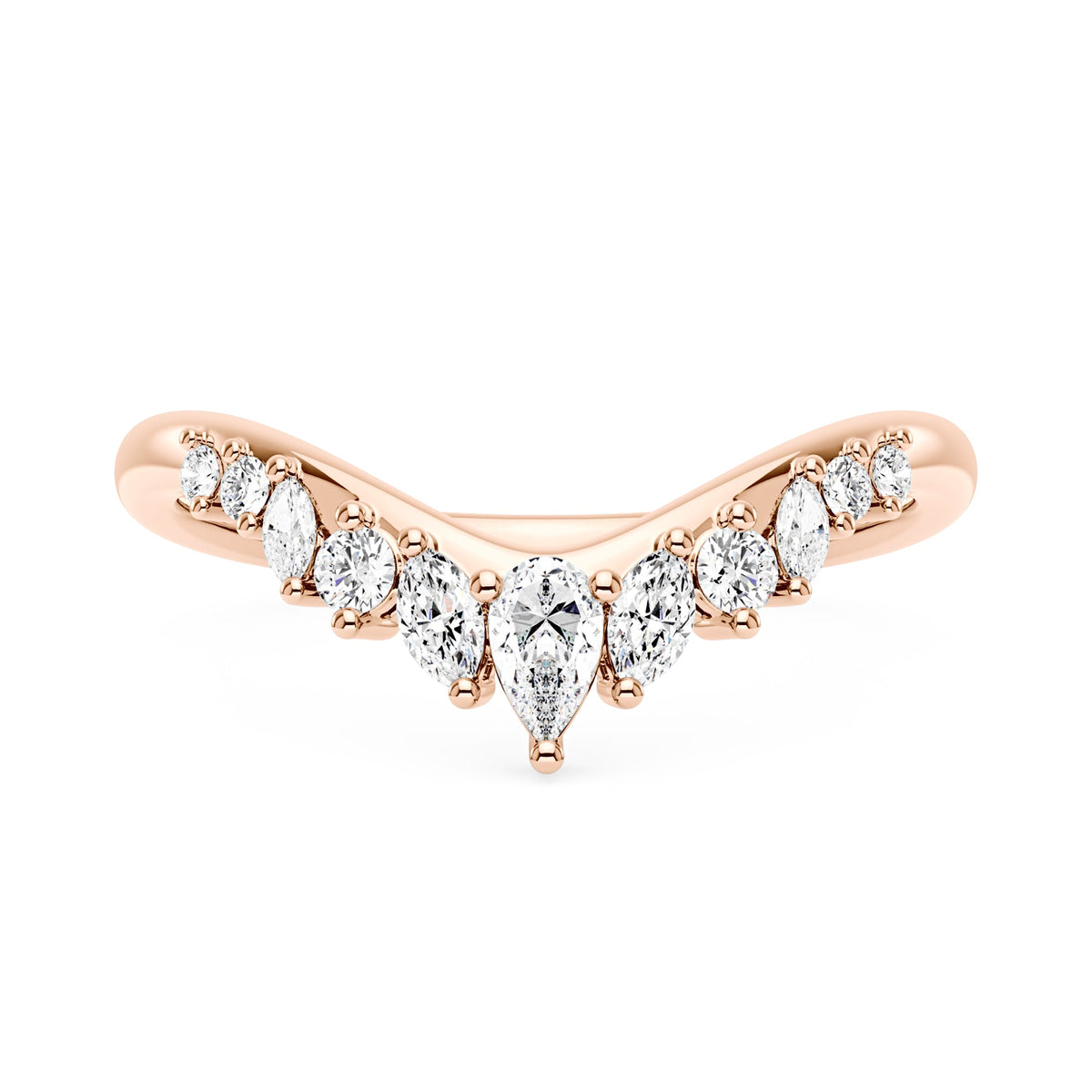 Arched Pear Marquise Moissanite Wedding Band - NavianJewelry™
