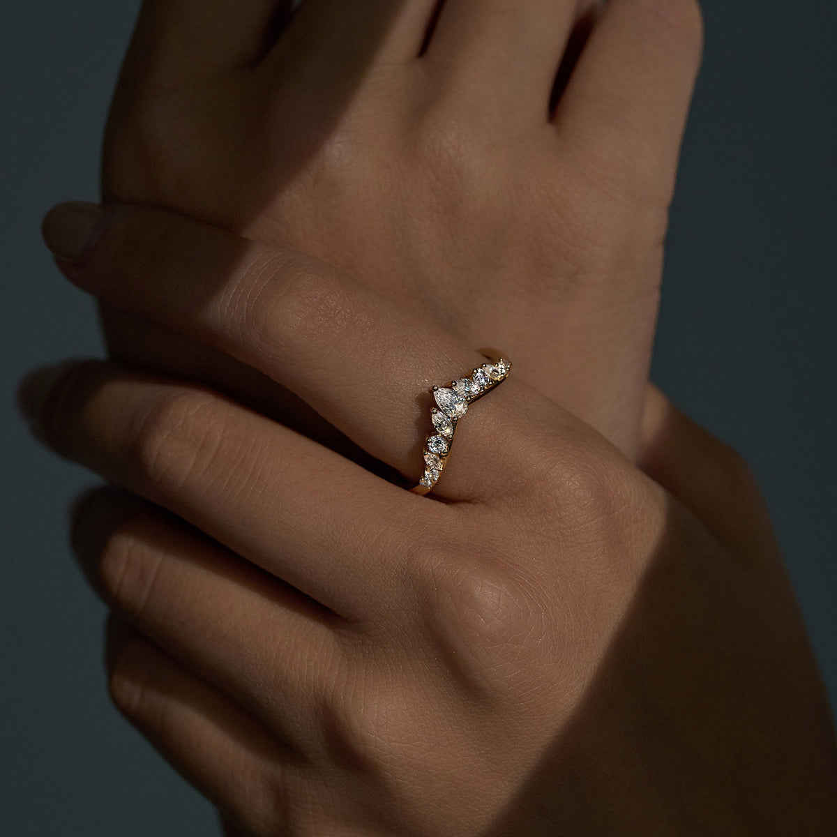 Arched Pear Marquise Moissanite Wedding Band - NavianJewelry™