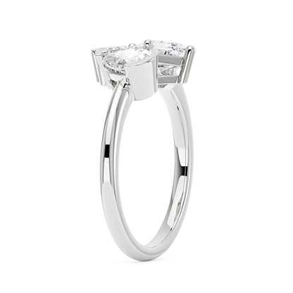 Pear Round Emerald Moissanite Three-Stone Ring - NavianJewelry™
