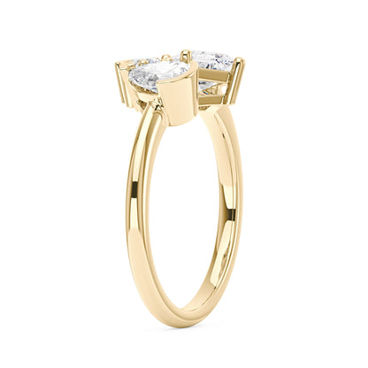 Pear Round Emerald Moissanite Three-Stone Ring - NavianJewelry™