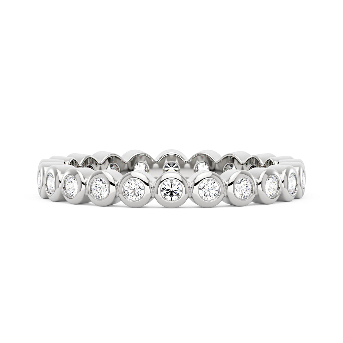 Round Moissanite Bezel Eternity Band - NavianJewelry™
