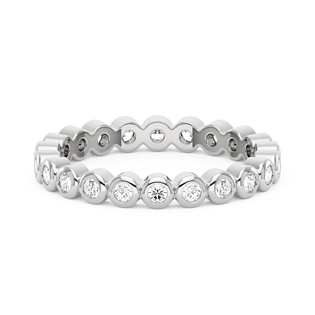 Round Moissanite Bezel Eternity Band - NavianJewelry™
