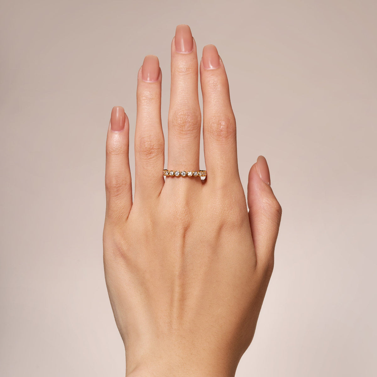Round Moissanite Bezel Eternity Band - NavianJewelry™