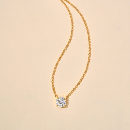 Round Cut Moissanite Solitaire Pendant Necklace - NavianJewelry™