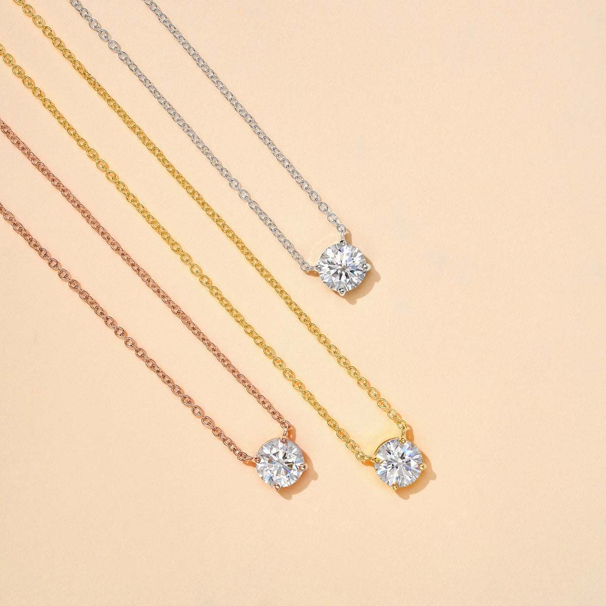 Round Cut Moissanite Solitaire Pendant Necklace - NavianJewelry™
