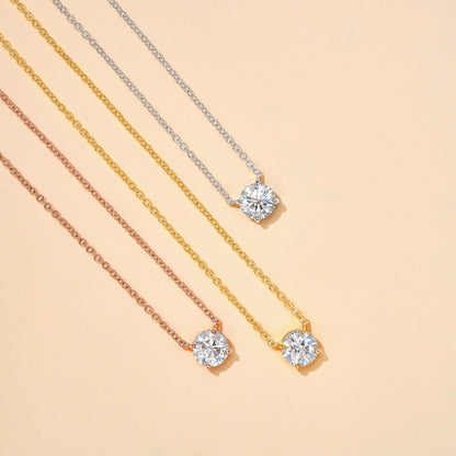 Round Cut Moissanite Solitaire Pendant Necklace - NavianJewelry™