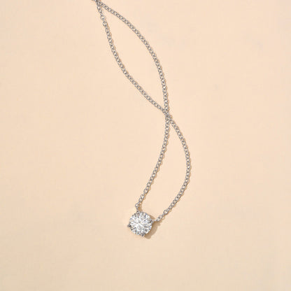Round Cut Moissanite Solitaire Pendant Necklace - NavianJewelry™