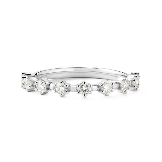Round Prong Moissanite Half Eternity Wedding Band - NavianJewelry™