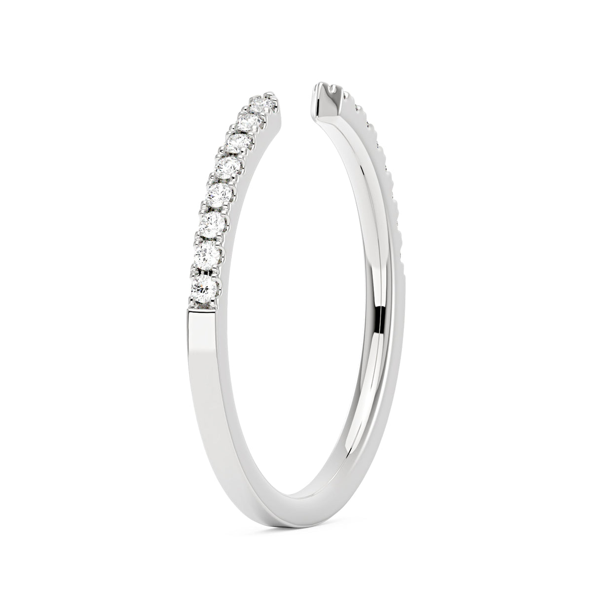 Sparkling Pavé Moissanite Open Wedding Band Ring - NavianJewelry™