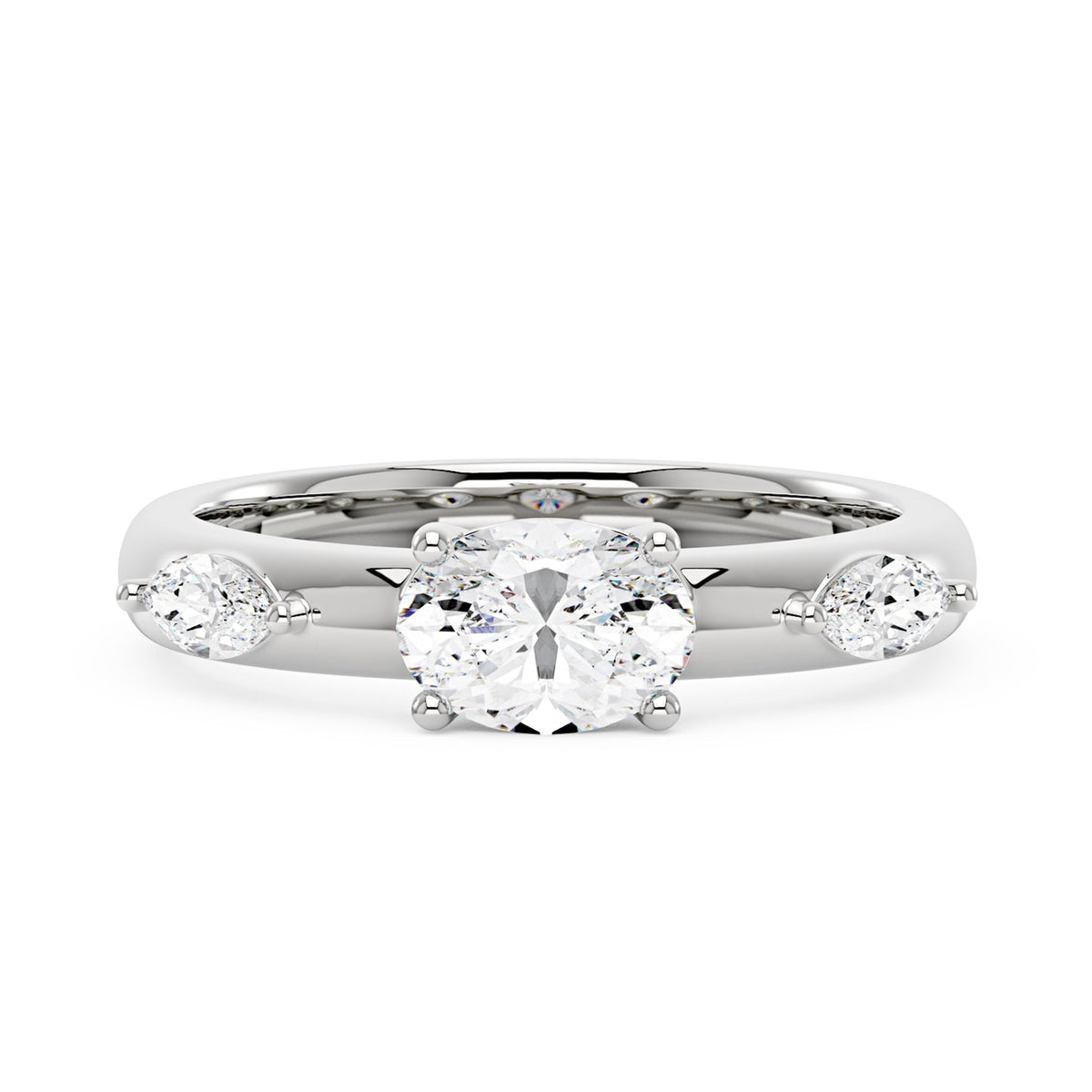 Modern Romance Oval Marquise Moissanite Trilogy Ring - NavianJewelry™