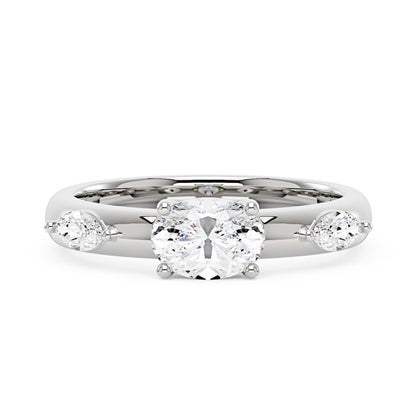Modern Romance Oval Marquise Moissanite Trilogy Ring - NavianJewelry™
