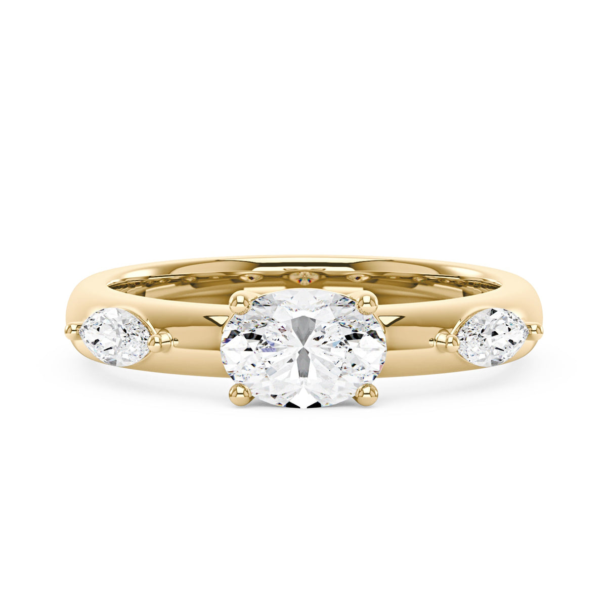 Modern Romance Oval Marquise Moissanite Trilogy Ring - NavianJewelry™
