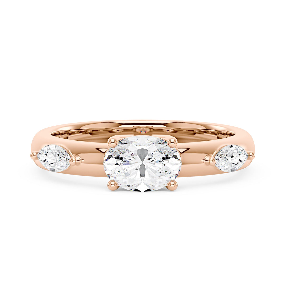 Modern Romance Oval Marquise Moissanite Trilogy Ring - NavianJewelry™