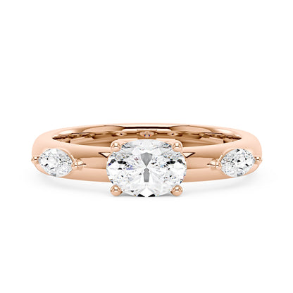 Modern Romance Oval Marquise Moissanite Trilogy Ring - NavianJewelry™
