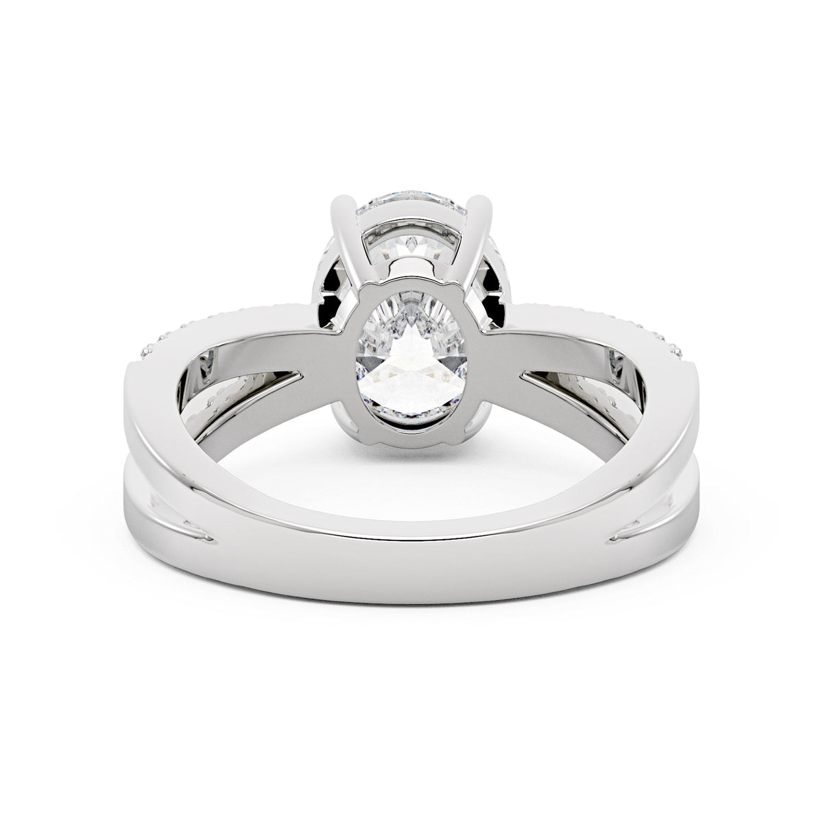 Oval Moissanite Engagement Ring with Crossover Pavé Band - NavianJewelry™