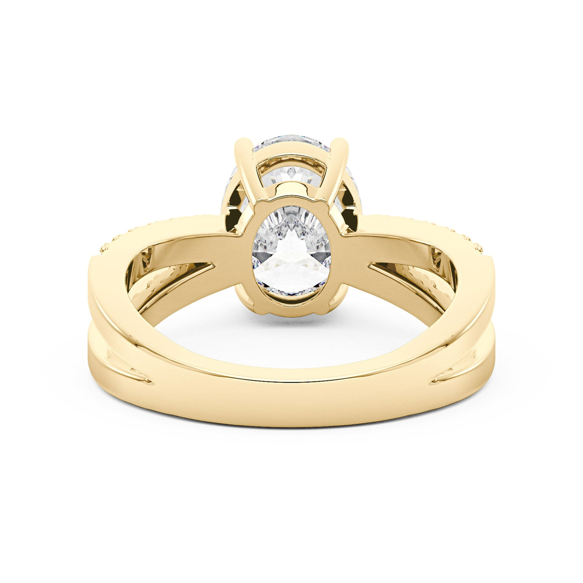 Oval Moissanite Engagement Ring with Crossover Pavé Band - NavianJewelry™