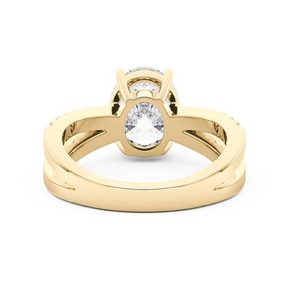 Oval Moissanite Engagement Ring with Crossover Pavé Band - NavianJewelry™