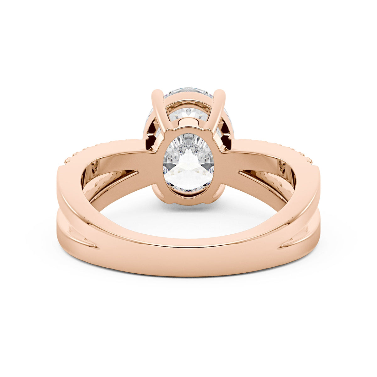 Oval Moissanite Engagement Ring with Crossover Pavé Band - NavianJewelry™