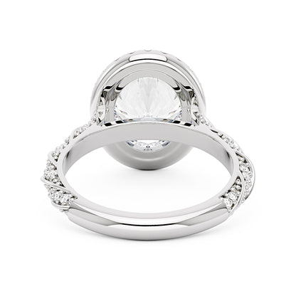 Oval Halo Moissanite Engagement Ring with Twisted Pavé Band - NavianJewelry™