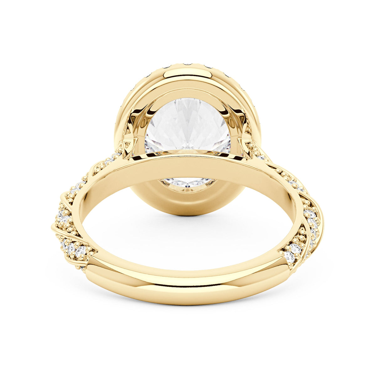 Oval Halo Moissanite Engagement Ring with Twisted Pavé Band - NavianJewelry™