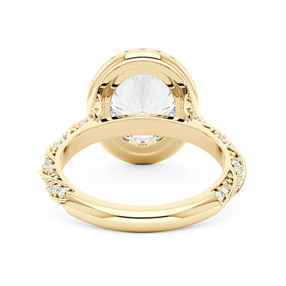 Oval Halo Moissanite Engagement Ring with Twisted Pavé Band - NavianJewelry™