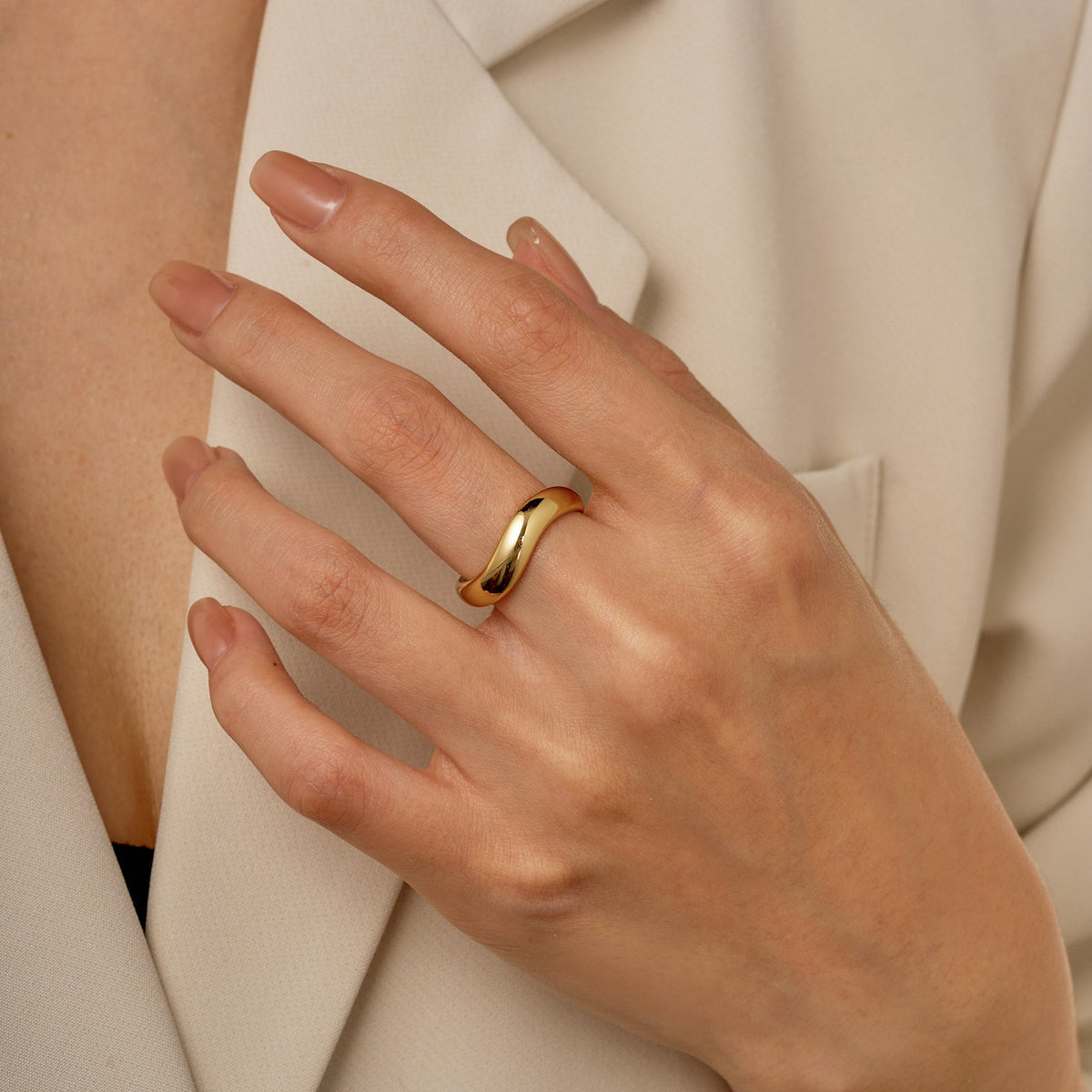 Nature Inspired Wave Solid Band - NavianJewelry™