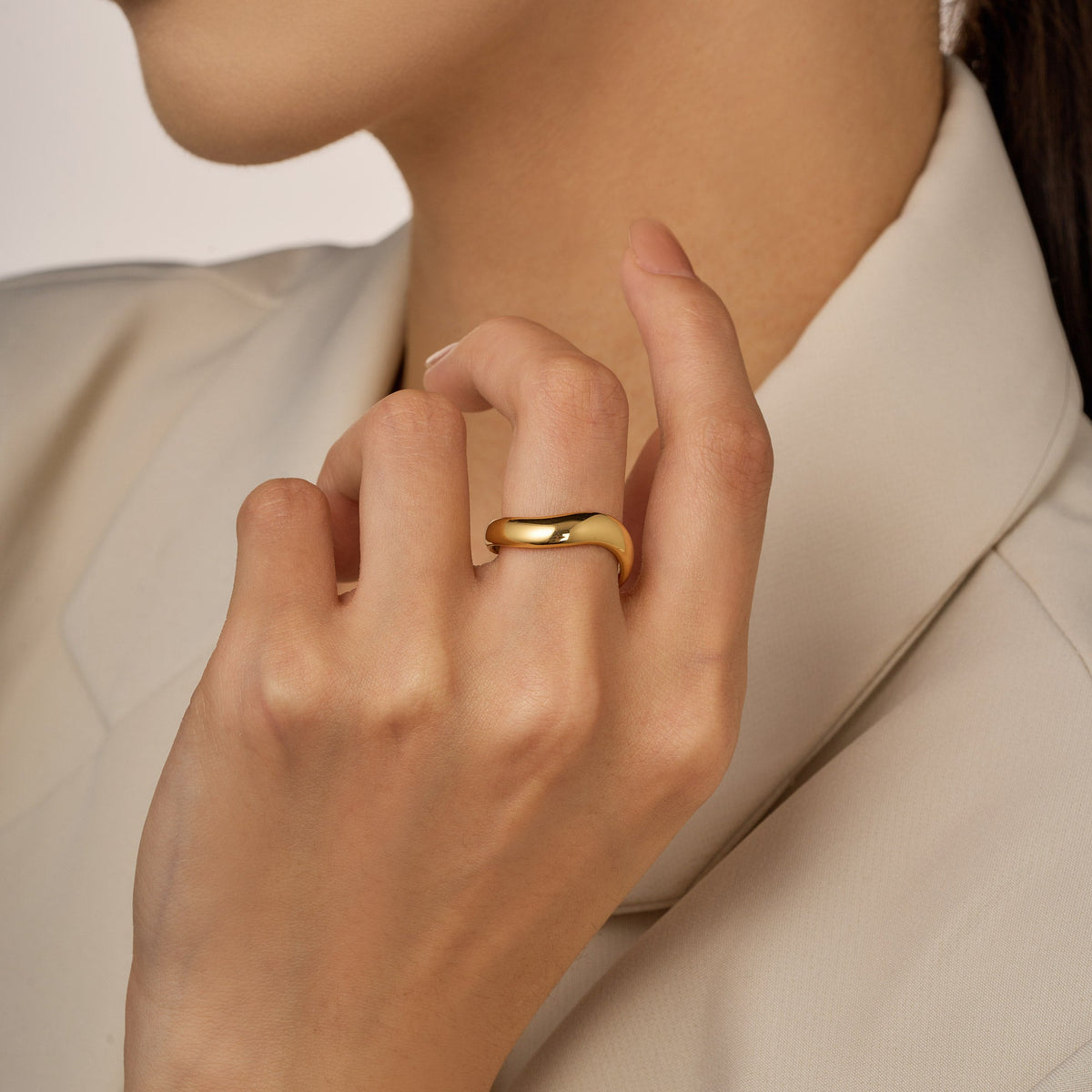Nature Inspired Wave Solid Band - NavianJewelry™